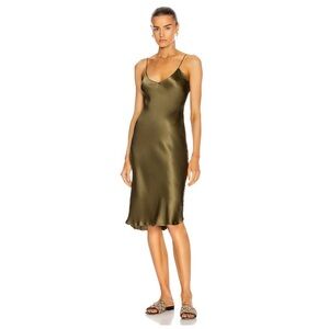 Nili Lotan Midi Cami Silk Dress Olive